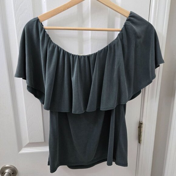 Hummingbird Tamalia Cupro Off-The-Shoulder Knit‎ Top Womens Large Green Summer - Picture 2 of 9